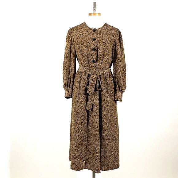 NWT Who What Wear Cheetah Print Peasant Maxi Dress Size L, Pockets - Picture 1 of 5
